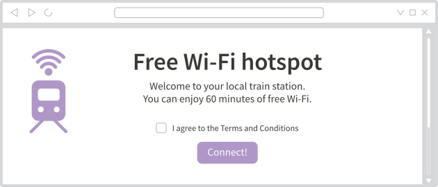 Wi-Fi de una estaci&oacute;n de tren. Haga clic aqu&iacute; para disfrutar de 60 minutos de Wi-Fi gratis